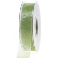 Floristik24 Organza ribbon green gift ribbon selvedge lime green 25mm 50m