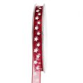 Floristik24 Organza ribbon with star pattern Bordeaux 10mm 20m