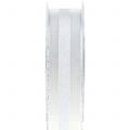 Floristik24 Organza ribbon with stripes pattern white 25mm 20m