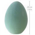 Floristik24 Easter egg decorative egg grey-green plastic flocked 20cm