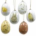 Floristik24 Easter decoration for hanging Easter egg motifs white, yellow, brown assorted 6 pieces
