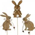 Floristik24 Easter bunny on a stick deco plug rabbit wood natural Easter decoration 24 pieces
