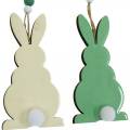 Floristik24 Easter bunnies to hang, spring decorations, pendants, decorative bunnies green, white 3pcs