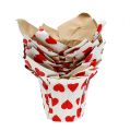 Floristik24 Paper pot with hearts white-red Ø8cm H6,5cm 8pcs