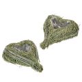 Floristik24 Decorative Heart from Natural Grass with Foil Insert 14cm Set of 2