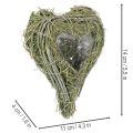 Decorative Heart from Natural Grass with Foil Insert 14cm Set of 2 | Floristik24.co.uk