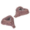 Floristik24 Heart-Shaped Twig Bowls with Liner for Home Arrangements, 14cm, Set of 2