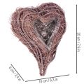 Heart-Shaped Twig Planters with Liner, 20cm, Set of 2, Natural/Brown | Floristik24.co.uk
