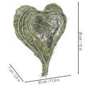 Heart-Shaped Natural Grass Planter with Liner, 38cm, Green | Floristik24.co.uk