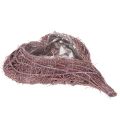 Floristik24 Heart-Shaped Twig Bowl with Foil Lining 37cm - Purple
