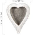 Decorative heart-shaped bowl, grey; small heart-shaped planter, 19cm | Floristik24.co.uk