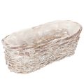 Floristik24 ProductName  
White Oval Wicker Plant Basket with Liner 37cm  

ProductDescription  
<div>  
<h2>White Oval Wicker Plant Basket with Liner</h2>  
<p>This charming white wicker plant basket is an attractive addition to any home or garden. Crafted from natu