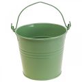 Floristik24 Planter vintage decorative metal bucket light green Ø16cm H24cm