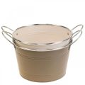 Floristik24 Planter metal decorative bowl brown/pink handle Ø20.5cm 2pcs
