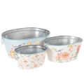 Floristik24 Planting bowls, spring, planters for flowers/birds, oval metal container L39/31/24.5cm, set of 3