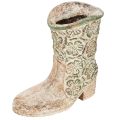 Cowboy Boot Planter 24cm Vintage Flower Pattern Polyresin Brown | Floristik24.co.uk