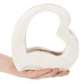 White Open Heart-Shaped Planter for Floral Arrangements, 19cm | Floristik24.co.uk