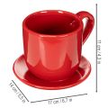 Large Red Ceramic Cup Planter with Attached Saucer, 17cm | Floristik24.co.uk