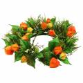 Artificial Physalis Wreath Orange, Green Ø28cm Autumn Decoration | Floristik24.co.uk