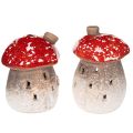 Floristik24 Mushroom House Light House Decorative Figurine Fly Agaric with Chimney 10cm 2pcs