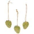 Floristik24 Green Ceramic Pine Cone Hanging Decorations – Set of 3, 5cm