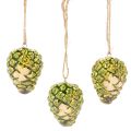 Green Ceramic Pine Cone Hanging Decorations – Set of 3, 5cm | Floristik24.co.uk