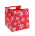 Floristik24 Plastic bag with snowflakes red 10,5cm 12pcs