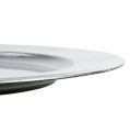 Floristik24 Plastic plate 25cm silver with silver leaf effect