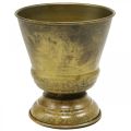 Floristik24 Vintage planter metal cup vase brass Ø11.5cm H13.5cm