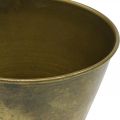 Vintage planter metal cup vase brass Ø11.5cm H13.5cm | Floristik24.co.uk
