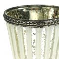 Floristik24 Tea light glass cup peasant silver H11cm