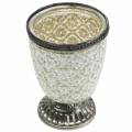 Floristik24 Tea light glass cup rustic silver floral Ø9cm H13.5cm