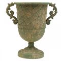 Floristik24 Cup for planting, chalice with handles, metal vessel antique look Ø15.5cm H23.5cm