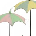 Floristik24 Metal umbrellas, spring, hanging umbrellas, autumn decoration pink/green, blue/yellow H29.5cm Ø24.5cm set of 2