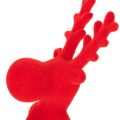 Red Flocked Lying Reindeer Decoration Set of 2 - 24cm | Floristik24.co.uk