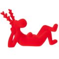 Red Flocked Lying Reindeer