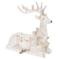 Floristik24 Sitting Reindeer Figurine with Antlers, 30cm, White and Grey, Indoor Decoration