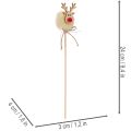 Reindeer Pom Pom Decorative Picks, 24cm, Set of 12, Brown/Beige/White | Floristik24.co.uk