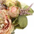 Floristik24 Roses artificial flowers in bunch autumn bouquet cream, pink H36cm