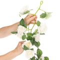 Artificial Rose Garland with White Silk Flowers, 170cm | Floristik24.co.uk