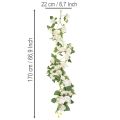 Artificial Rose Garland with White Silk Flowers, 170cm | Floristik24.co.uk