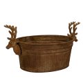Floristik24 Oval Metal Rustic Reindeer Head Decorative Bowl 41cm