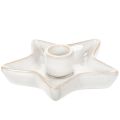 Floristik24 Ceramic Star Candle Holders White 12cm for Taper Candles Set of 2