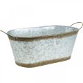 Floristik24 Metal container for planting, plant tub with handles, silver flower bowl, patina L45cm H17.5cm