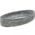 Floristik24 Decorative bowl metal pattern gray oval L36cm/33.5cm set of 2