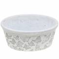 Floristik24 Plant pot bowl white with butterflies 21cm x 14cm H9.5cm 2pcs