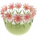 Floristik24 Plant bowl, spring decoration, metal bowl with flower decoration, Easter basket