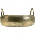 Floristik24 Planter metal bowl with handle gold antique look Ø31cm