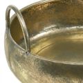 Floristik24 Planter metal bowl with handle gold antique look Ø31cm