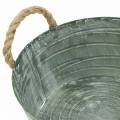 Floristik24 Zinc bowl winding pattern with rope handles washed white Ø25cm H12cm